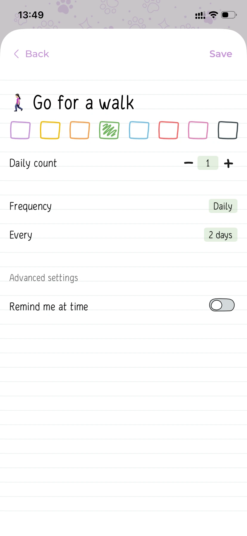 Screenshots of the Hizo app with habit editing.